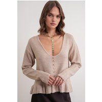 Strick-Cardigan mit V-Ausschnitt und Rüschen