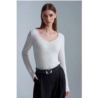 Schmaler V-Ausschnitt Strickpullover
