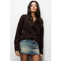 Weicher V-Ausschnitt Langarmpullover