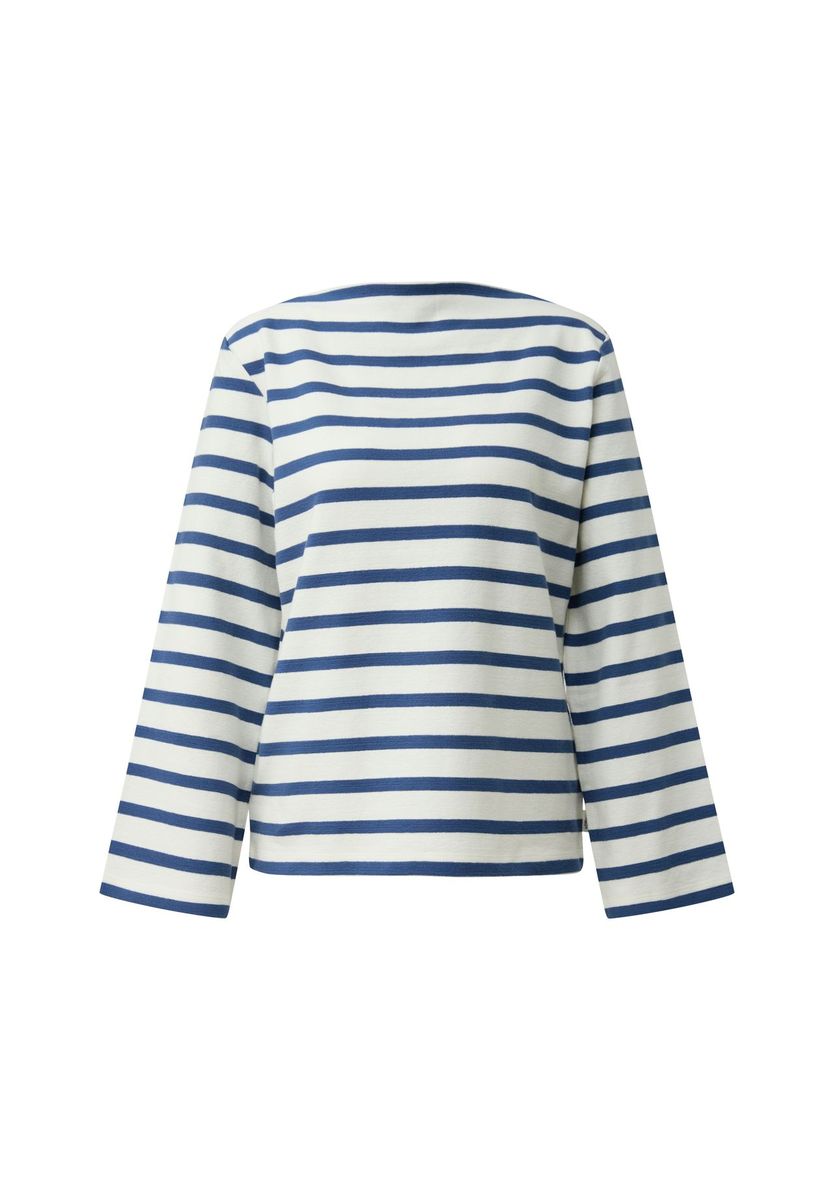 Gestreiftes Sweatshirt mit U-Boot-Ausschnitt