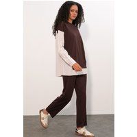 Gestreiftes Color-Block Zweiteiler-Set