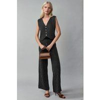 Gestreiftes Strick-Set aus Weste und Hose