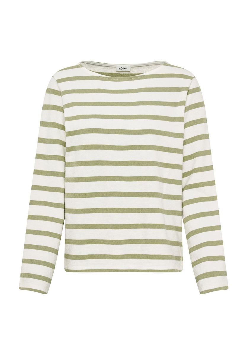 Gestreiftes Sweatshirt mit U-Boot-Ausschnitt