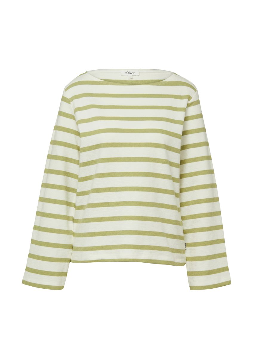 Gestreiftes Sweatshirt mit U-Boot-Ausschnitt