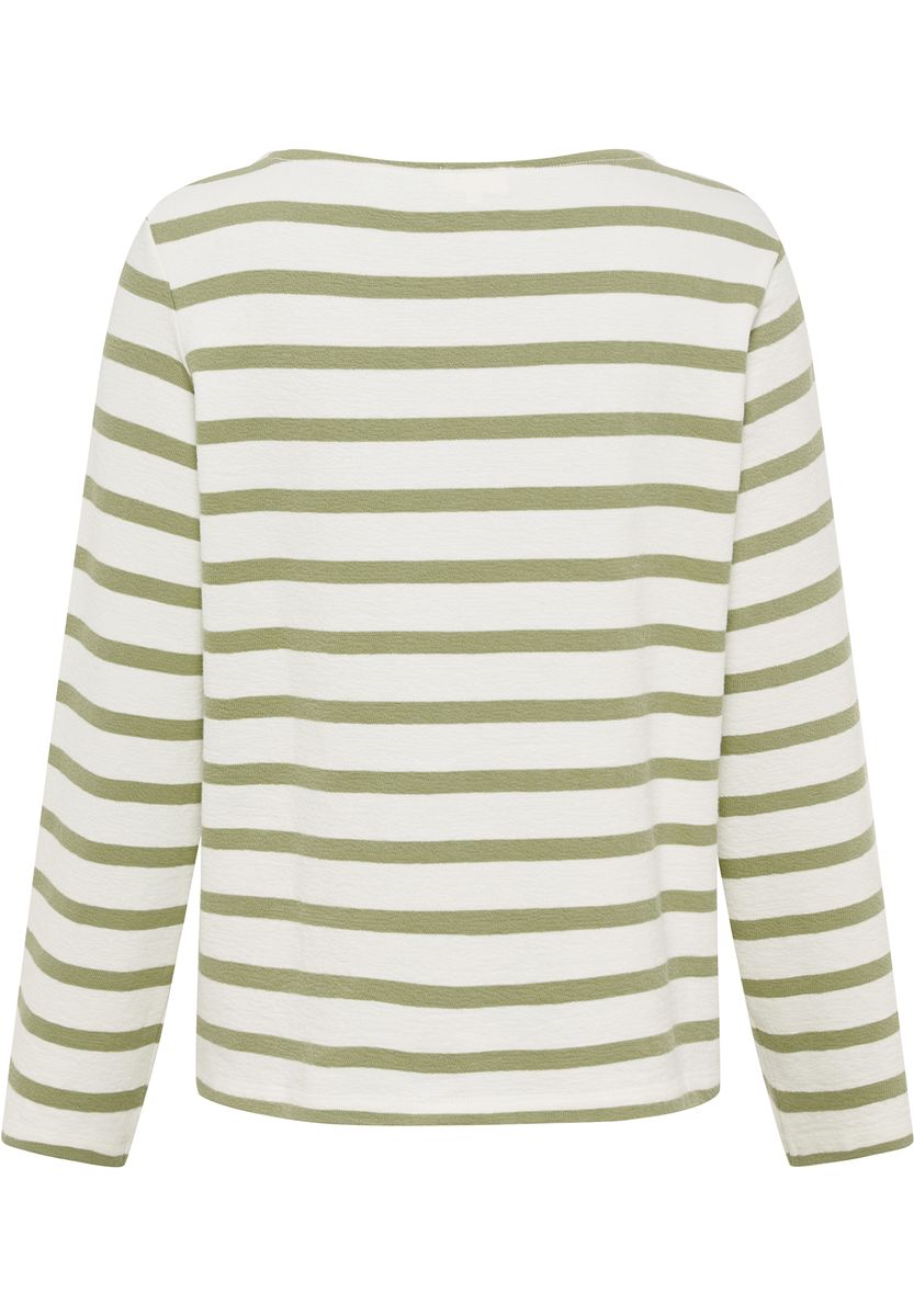 Gestreiftes Sweatshirt mit U-Boot-Ausschnitt