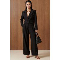 Set aus Kurzblazer und plissierter Weitbeinhose