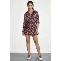 Kariertes Oversized-Hemd und Rock-Set