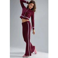 Sweatshirt-Set mit Reißverschluss und Schlaghose