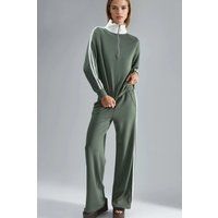 Gestreiftes Wide-Leg-Set mit Reißverschluss