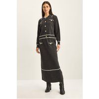 Rippstrick-Cardigan und Rock-Set