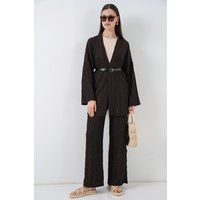 Strukturiertes Set aus Kimono und Hose