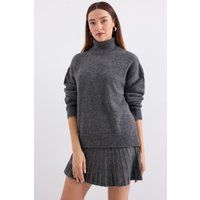 Oversized Rollkragen-Strick-Set mit Rock