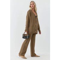 Strukturiertes Strick-Set mit Cardigan und Hose