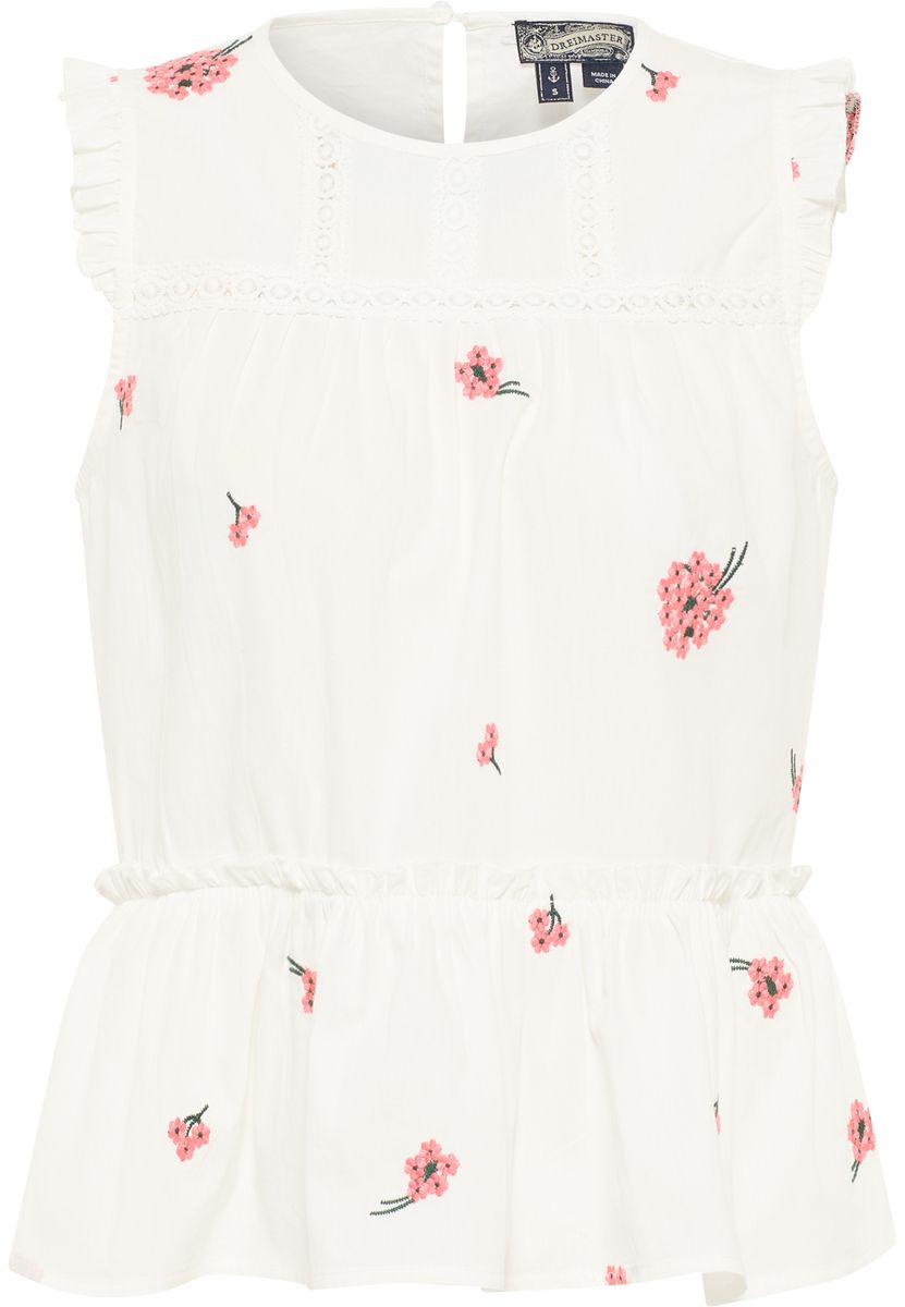 Bluse mit Blumenstickerei und Spitze