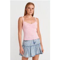 Geripptes Pointelle-Camisole mit Spitze