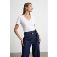 Minimalistische V-Ausschnitt Jerseybluse