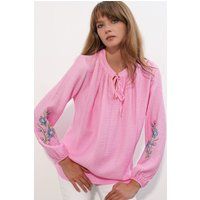 Bestickte Oversize-Crêpe-Bluse