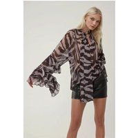 Zebra-Print Bluse mit Rüschendetails