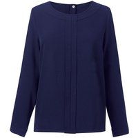 Rundhalsbluse mit Falten-Detail