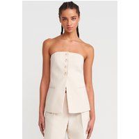 Strukturierte Bandeau-Bluse aus Leinen-Mix