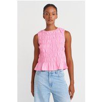 Ärmellose gesmokte Peplum-Crop-Bluse