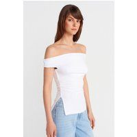 Off-Shoulder Jersey-Top mit Raffung