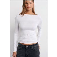 Eng anliegendes Boot-Ausschnitt Langarmshirt