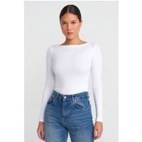 Schmal geschnittenes Langarmshirt mit Boot-Ausschnitt