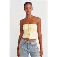 Bandeau-Top mit Raffung und Bindeband