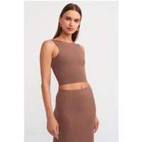 Minimalistisches rückenfreies High-Neck Crop-Top