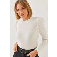 Elegantes Rippen-Top mit Puffärmeln