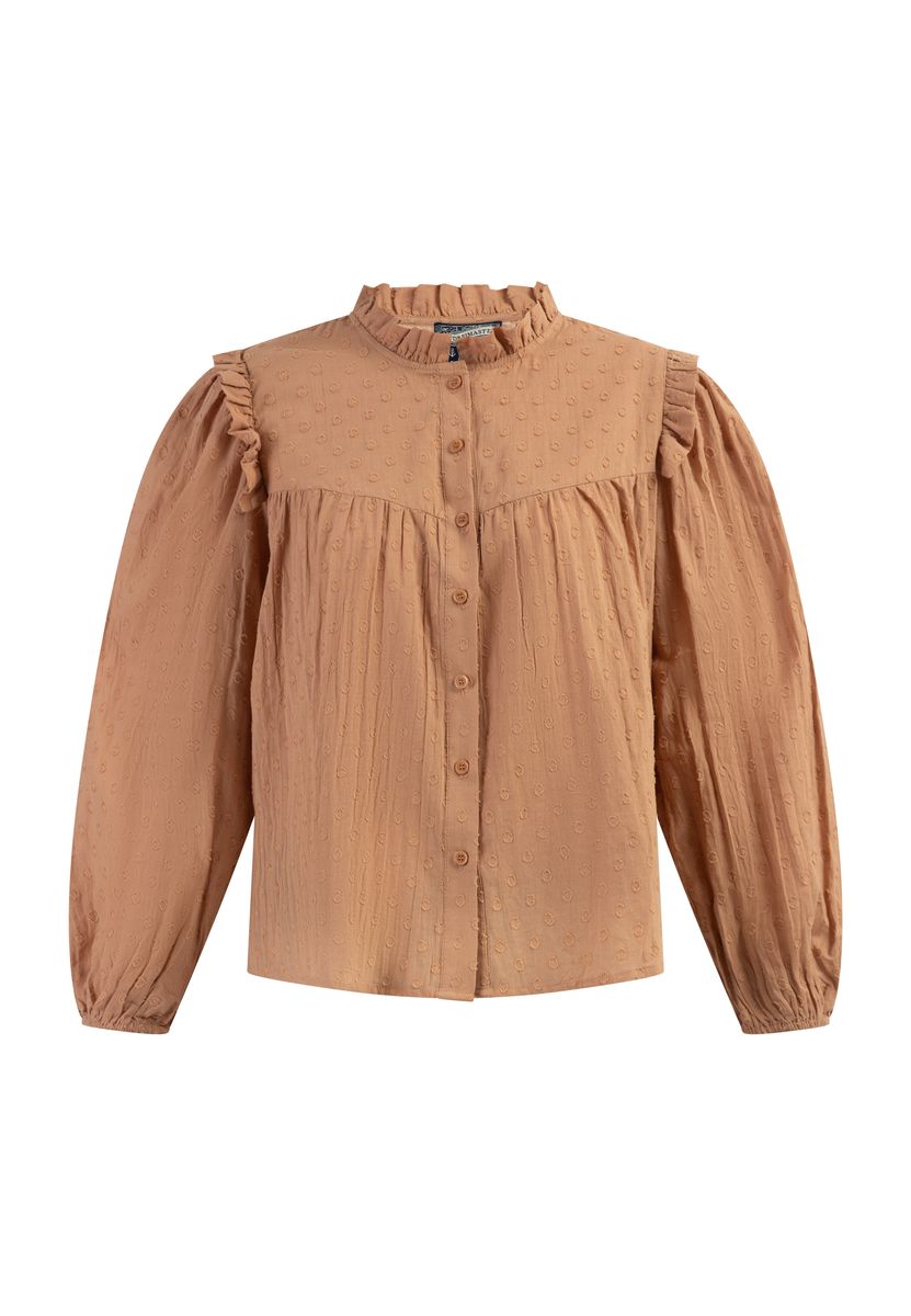 Romantische Bluse mit Rüschen und Punkten