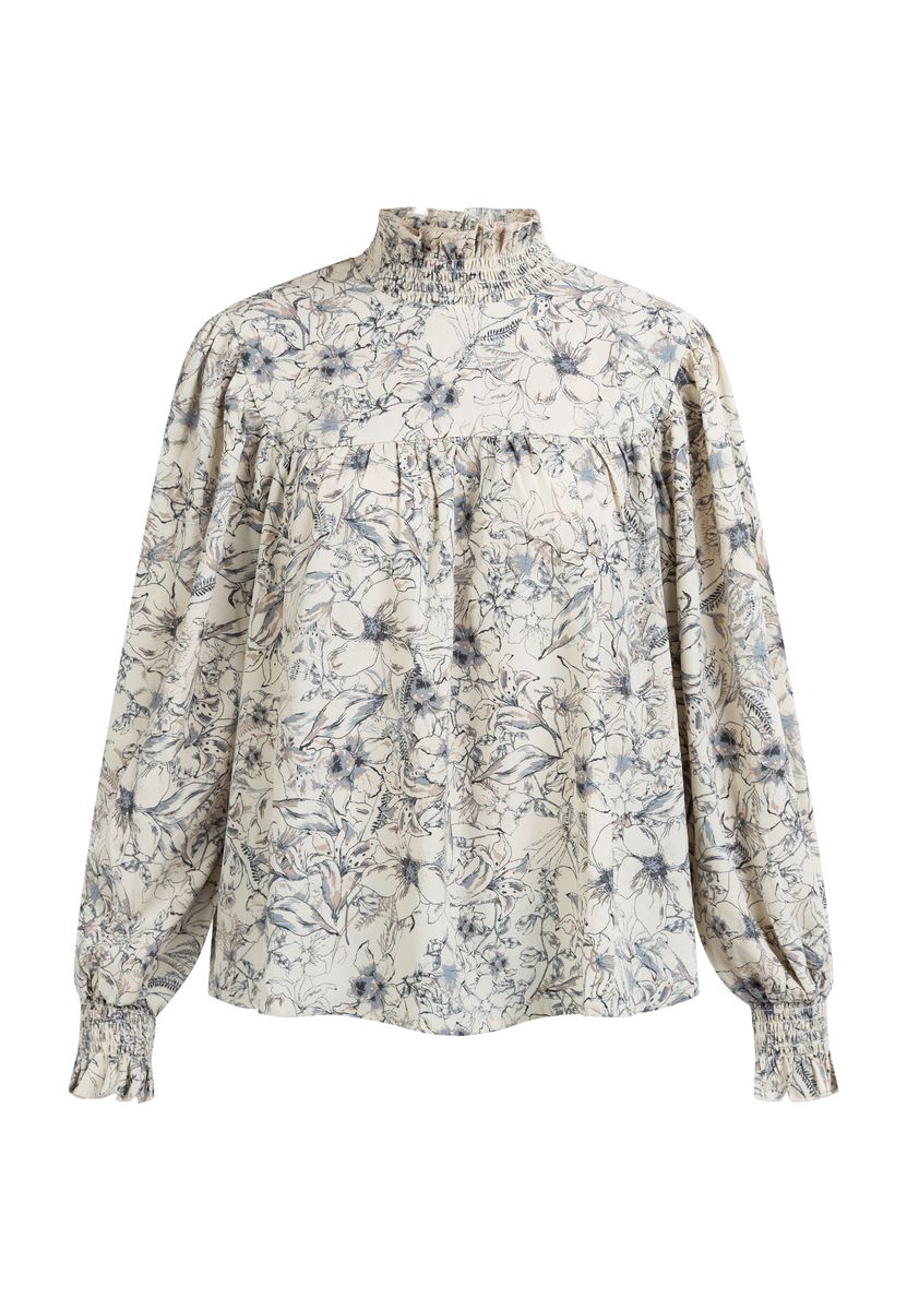 Hochgeschlossene Bluse mit Blumenprint