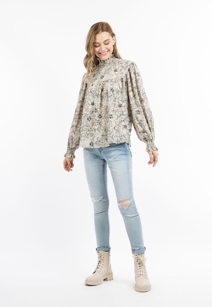 Hochgeschlossene Bluse mit Blumenprint