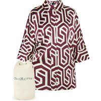 Geometrische Hemdbluse mit Stoffbeutel