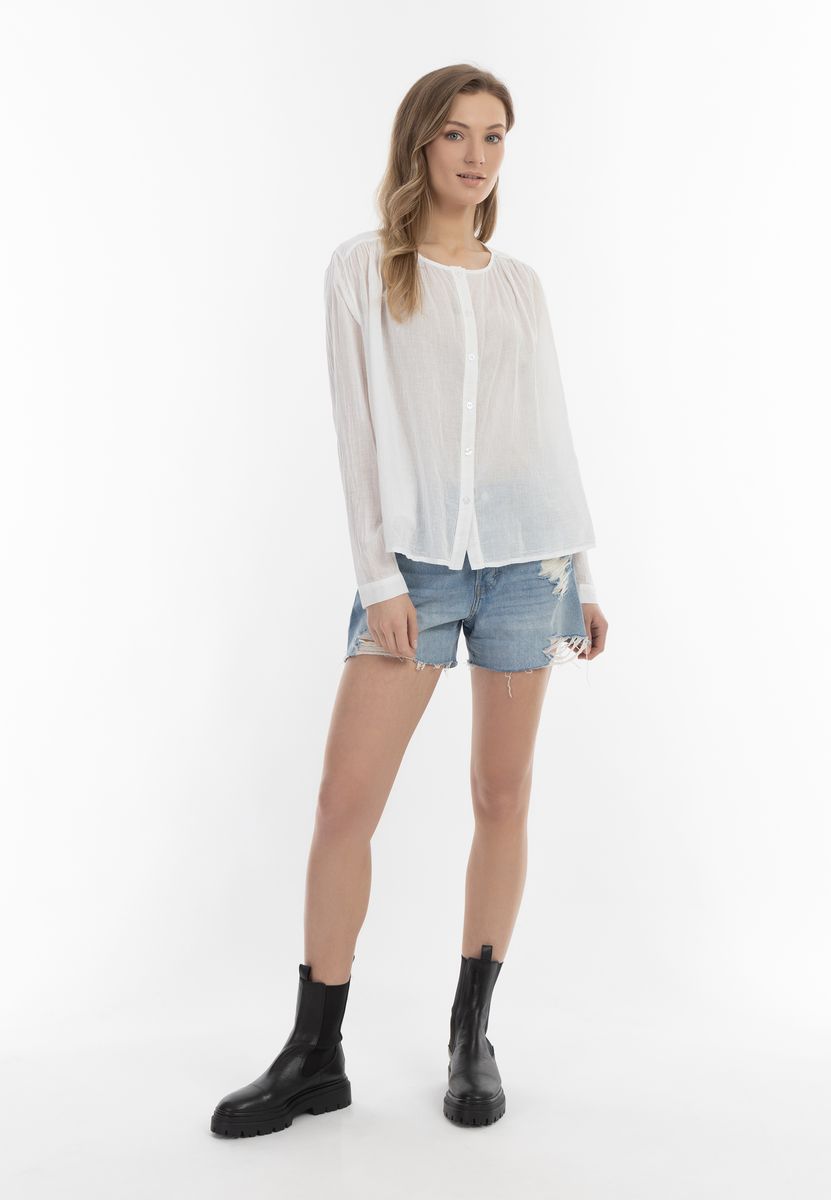 Luftige Baumwollbluse mit Fältchen
