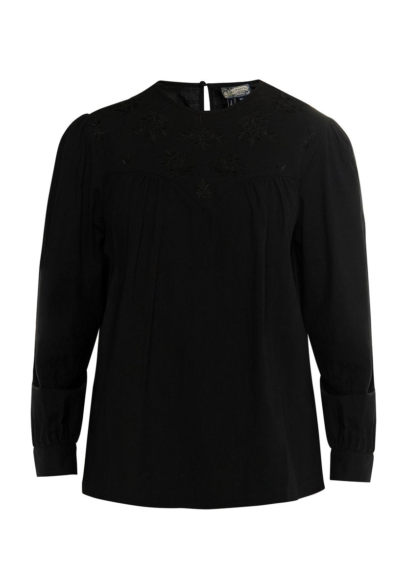 Bestickte Baumwollbluse mit Falten