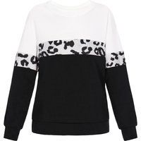 Color-Blocking Sweatshirt mit Leopardenprint