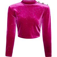 Glitzerndes Samt-Crop-Top
