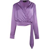 Elegante Satin-Wickelbluse mit Bindegürtel