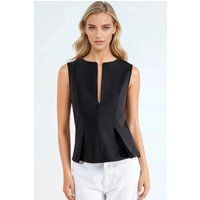 Ärmellose Peplum-Bluse mit Reißverschluss
