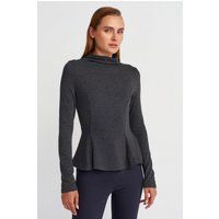 Taillierte Peplum-Bluse mit Stehkragen