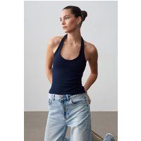 Geripptes Baumwoll-Halterneck-Top