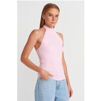 Geripptes Strick-Halterneck-Top