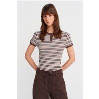 Gestreifter Henley-Strick mit Rippen