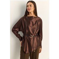 Elegante Satinbluse mit Gürtel