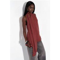 Halterneck-Bluse mit Schal-Detail