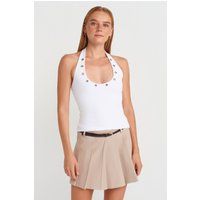 Geripptes Neckholder-Crop-Top