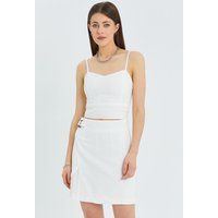 Leinen-Crop-Top mit Herzausschnitt
