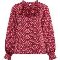 Boho-Bluse mit Ikat-Muster und Rüschen
